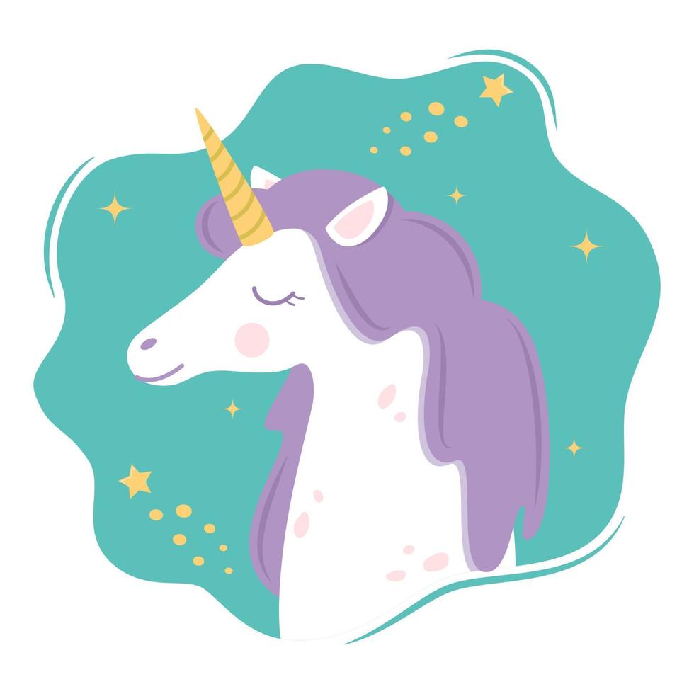 lindo personaje de unicornio. ilustración de dibujos animados para telas de moda infantil, gráficos textiles, estampados, tarjetas. ilustración vectorial colorido. vector