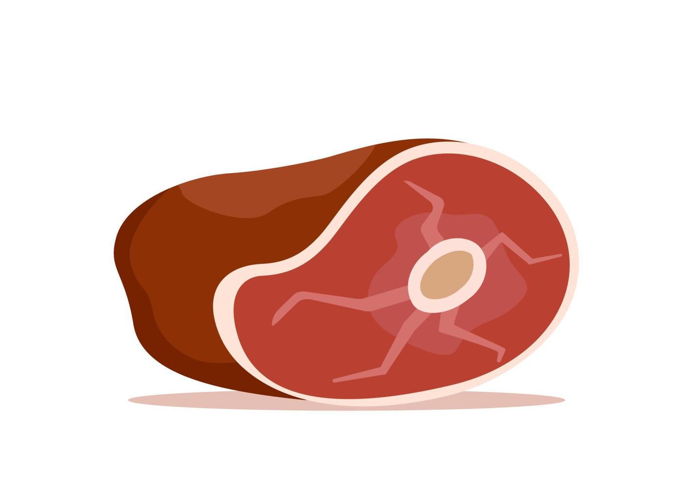 Fresh Red Raw Meat, big piece. Icon for butcher shop. Vector illustration in flat style.