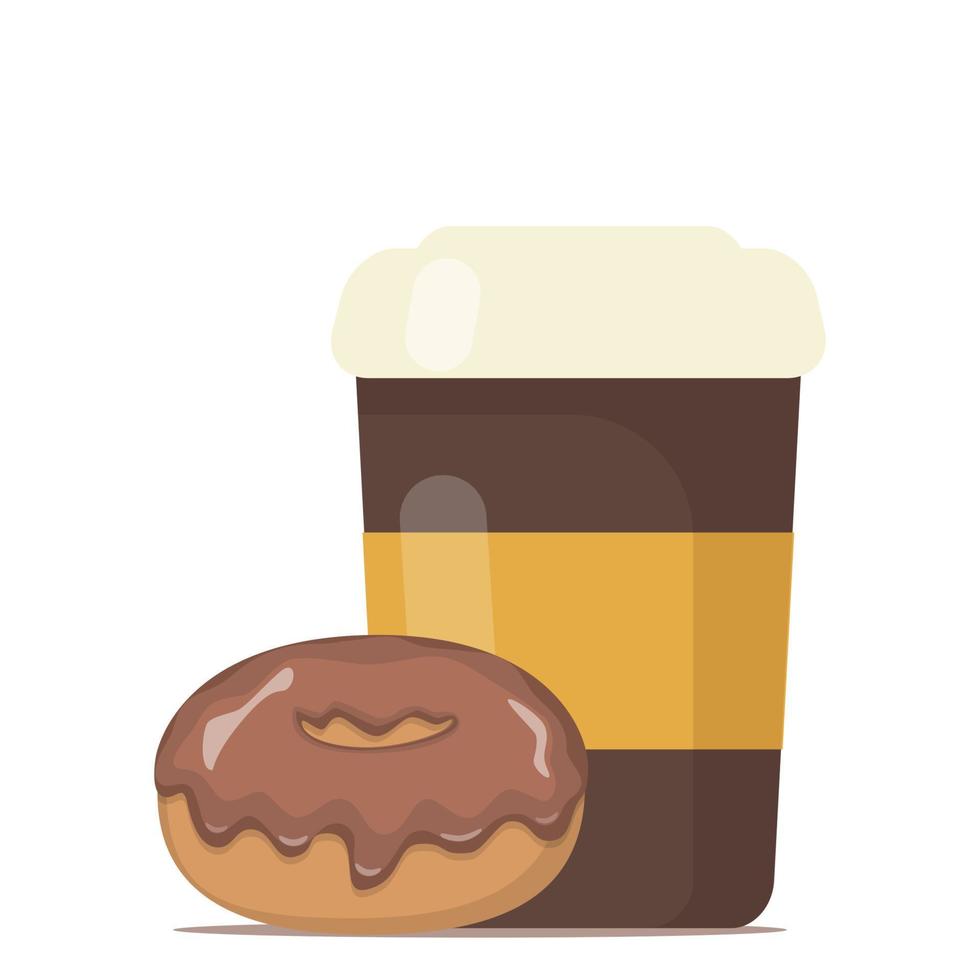 café para llevar y donas. ilustración vectorial para cupón de descuento, volante, menú de café, cartel publicitario. vector