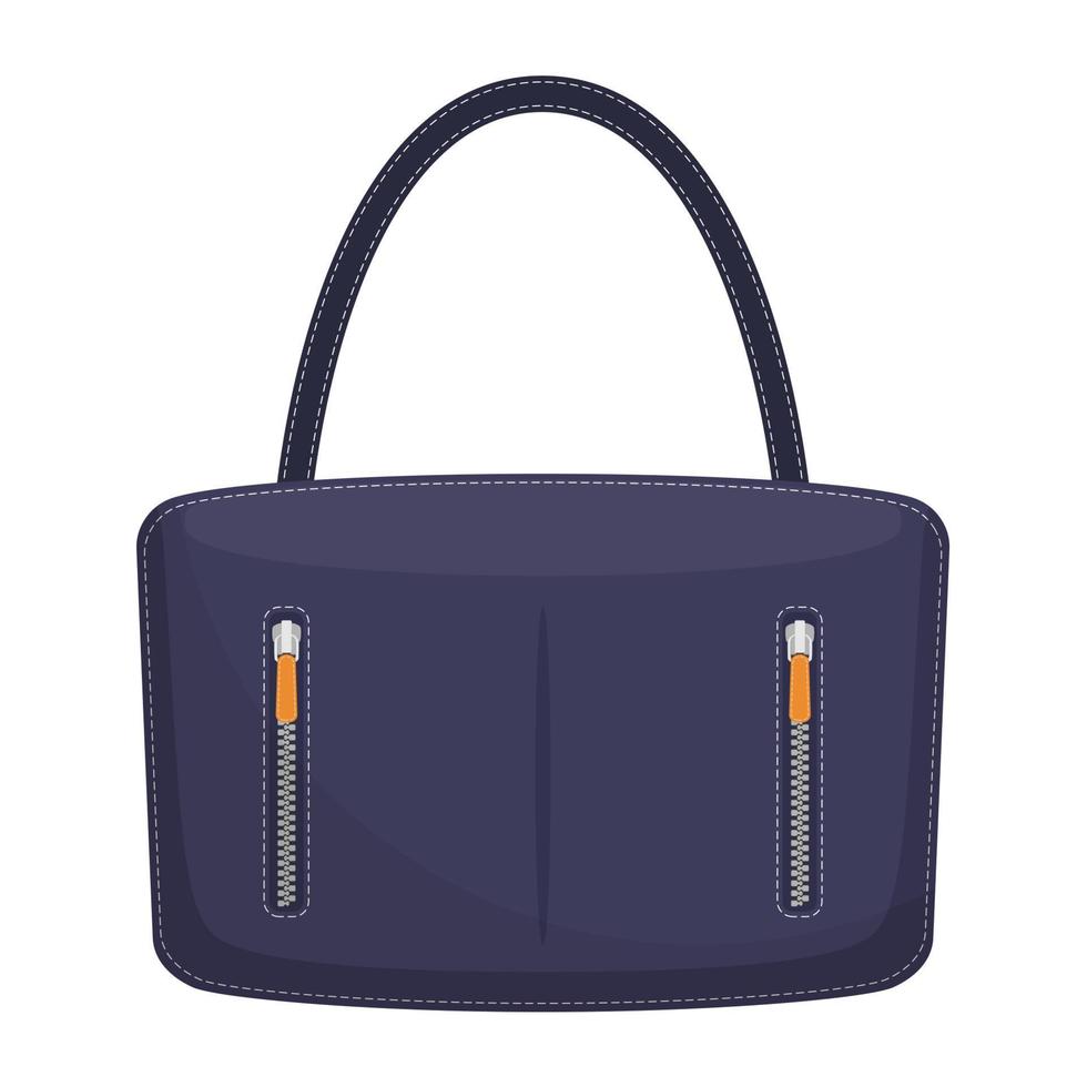 elegante bolso de cuero de colores con costuras blancas. bolso de mujer de moda aislado sobre fondo blanco. ilustración vectorial en estilo plano. vector