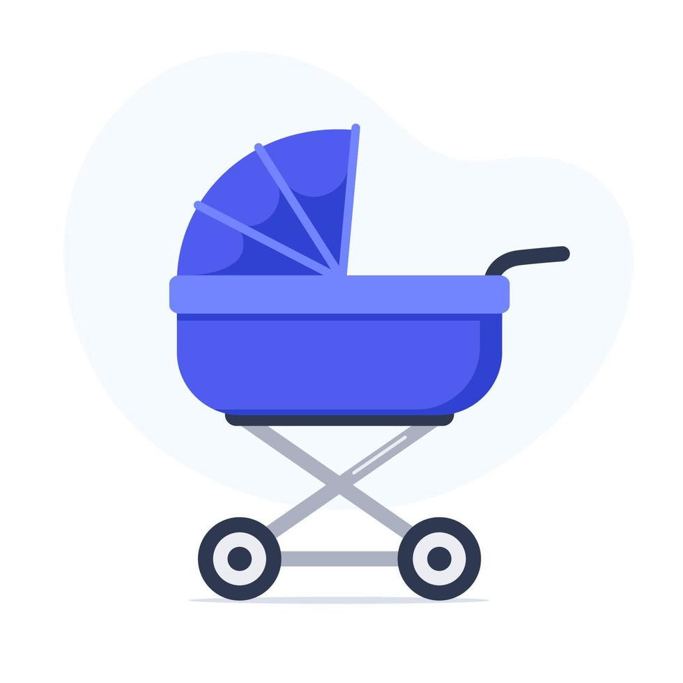 Baby stroller isolated on white background. Children pram, baby carriage. Vector illustration.