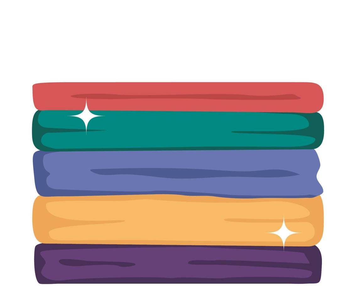 Stack of clean clothes. Pile of neatly folded shirts, t shirts, jeans, trousers, dresses. Washed clothes. Housekeeping, cleanliness concept. Flat vector illustration.