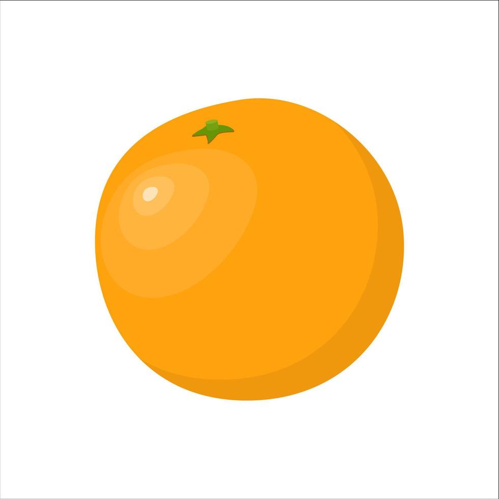 Orange fruit. Fresh orange isolated on white background, vector illustration in flat style.