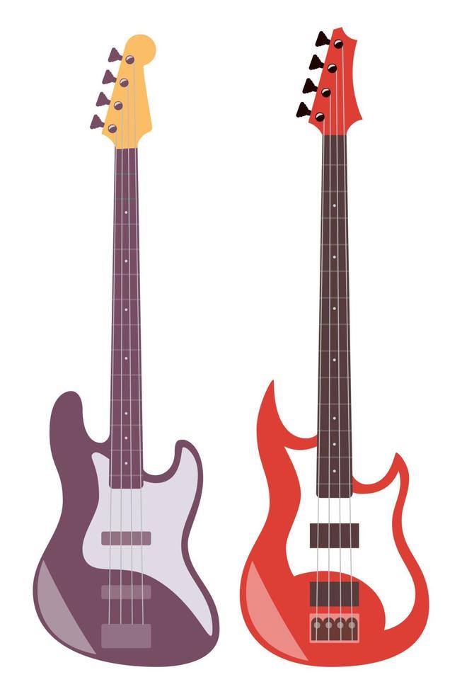 guitarras eléctricas aisladas sobre fondo blanco. ilustración vectorial de estilo plano. vector