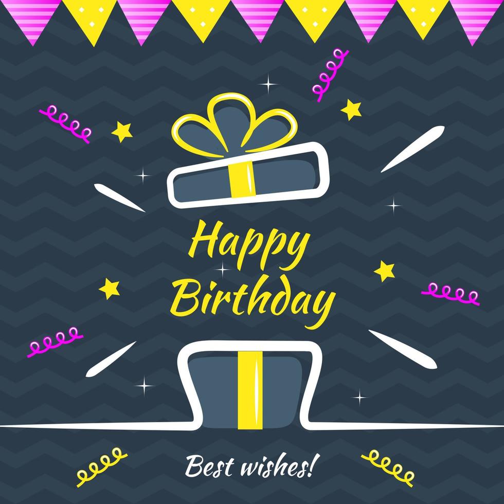 Happy Birthday greeting card. Vector design template for birthday ...