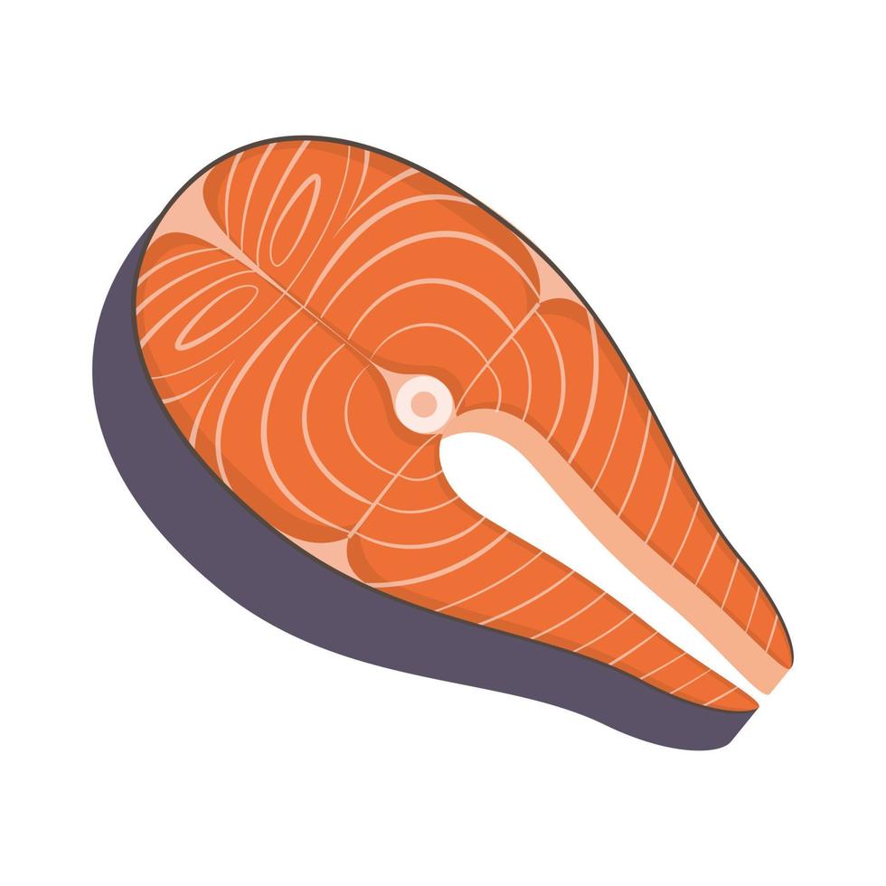 Salmon steak, fish steak, fish fillet, red fish. Vector illustration.