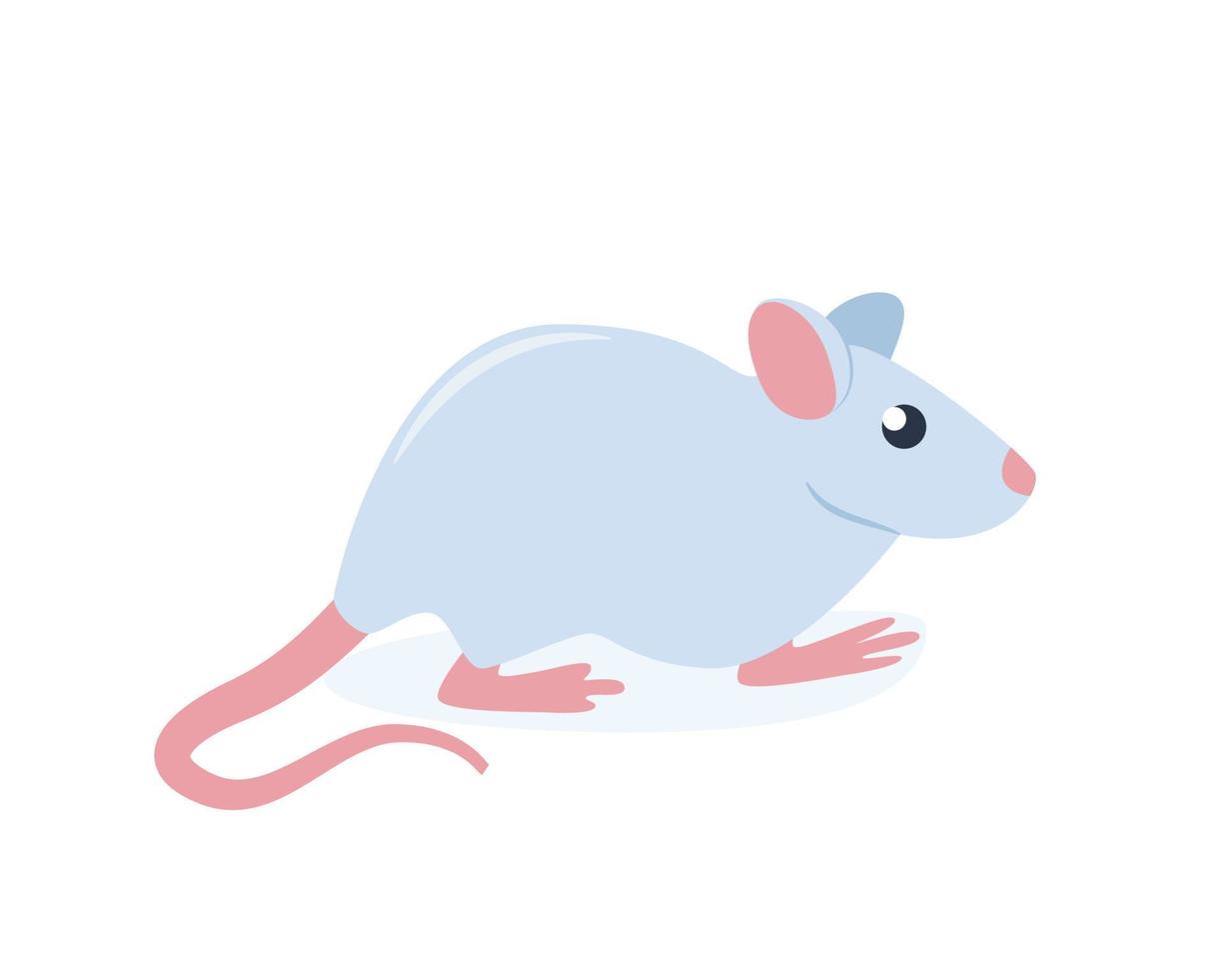 Cartoon cute mouse isolated on white background, vector illustration.