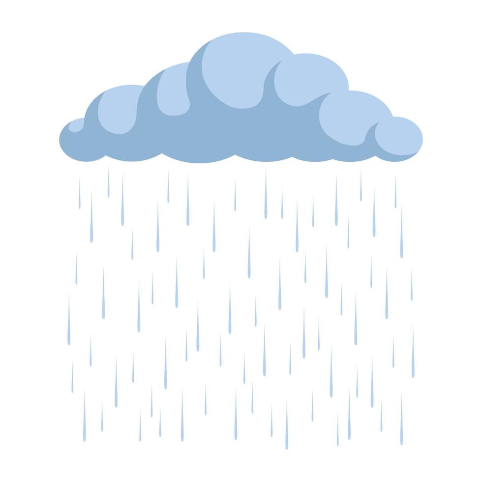 Simple flat style cloud and rain. Autumn, cloudy, gloomy weather. A natural phenomenon. Vector Illustration.