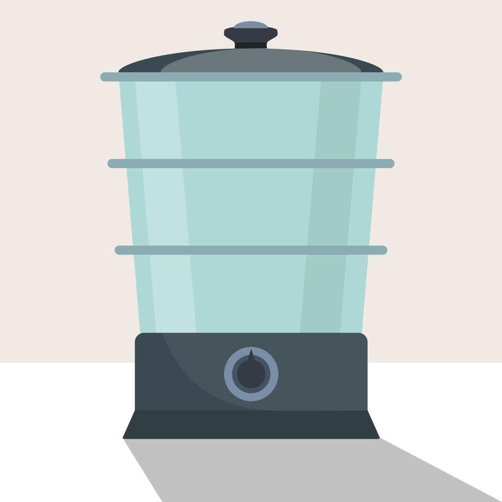 Stylish modern double boiler, isolated. Modern steamer for preparing food via steam. Vector illustration in flat style.
