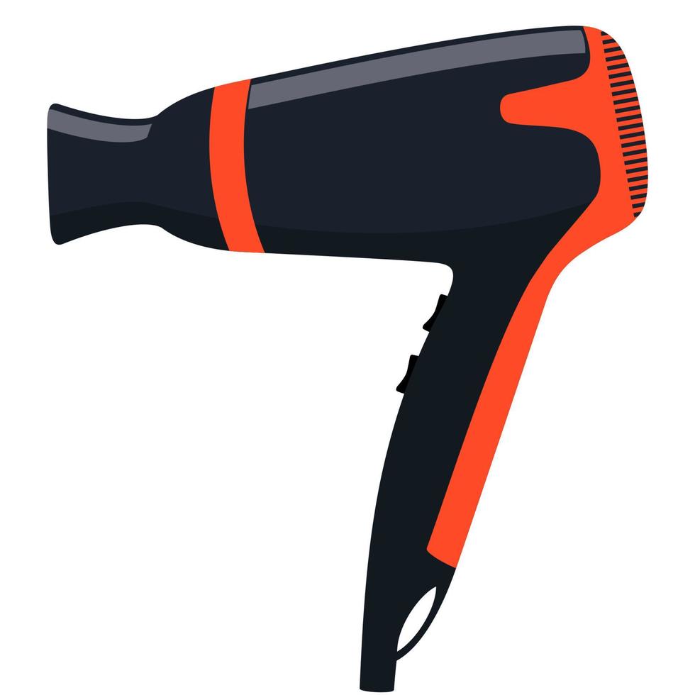 Modern stylish professional hair dryer for drying hair and styling. Vector flat illustration.