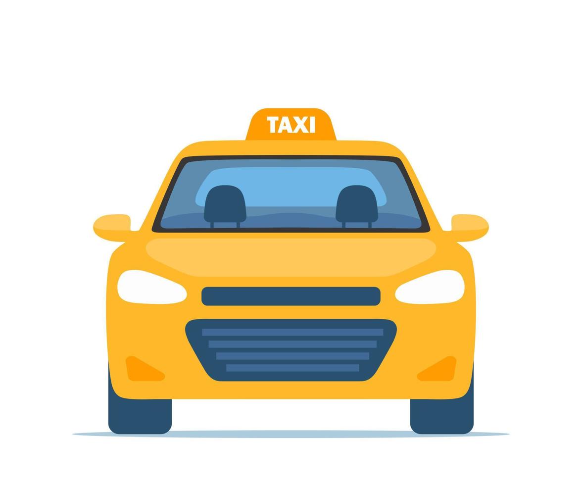 taxi amarillo, vista frontal. ilustración vectorial en estilo plano. vector