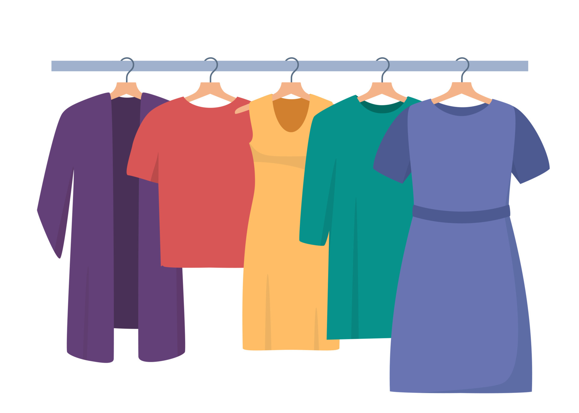 Clothes hang on a hanger. Fashion boutique, assortment showroom. Women
