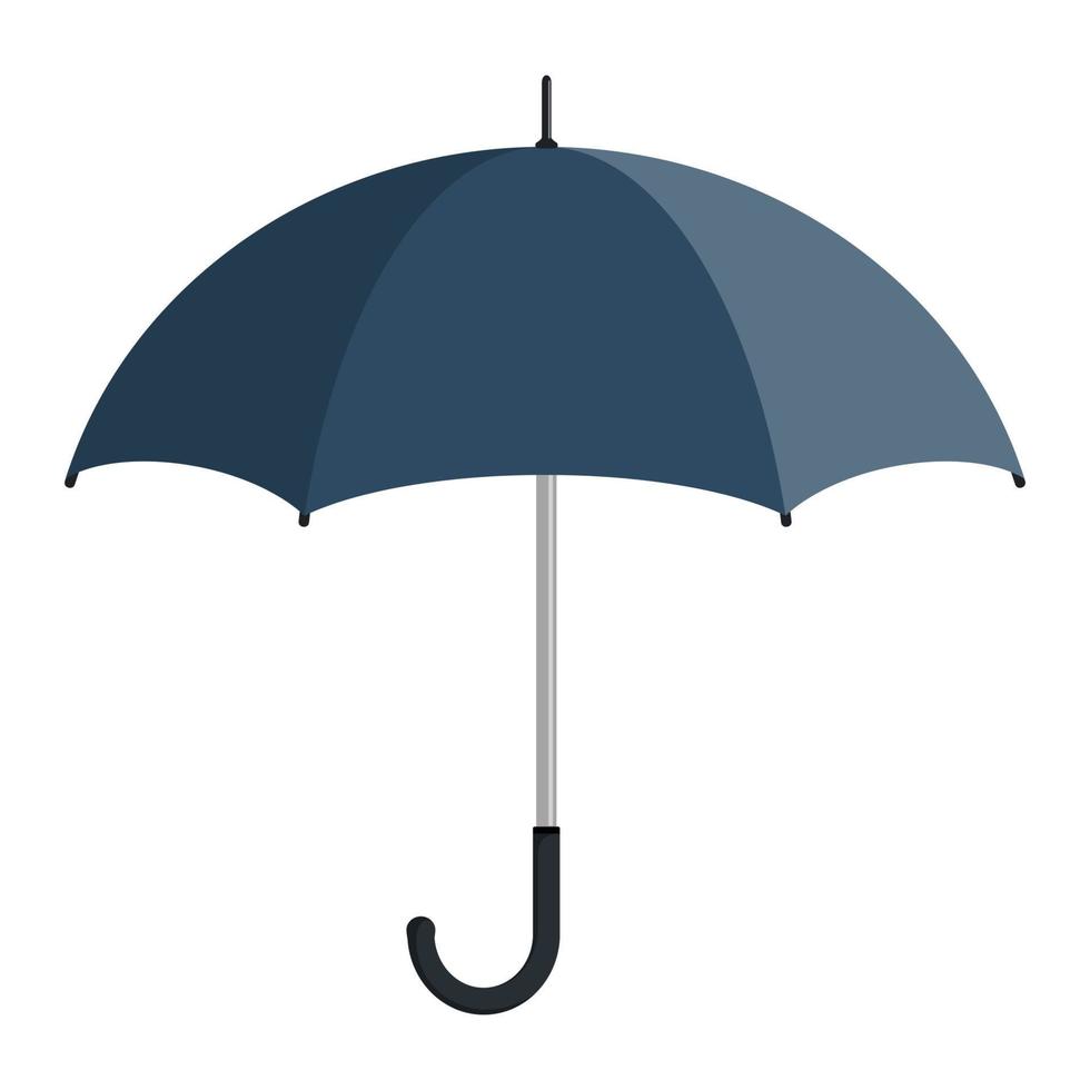 Blue opened umbrella, closeup, flat design. Vector illustration.