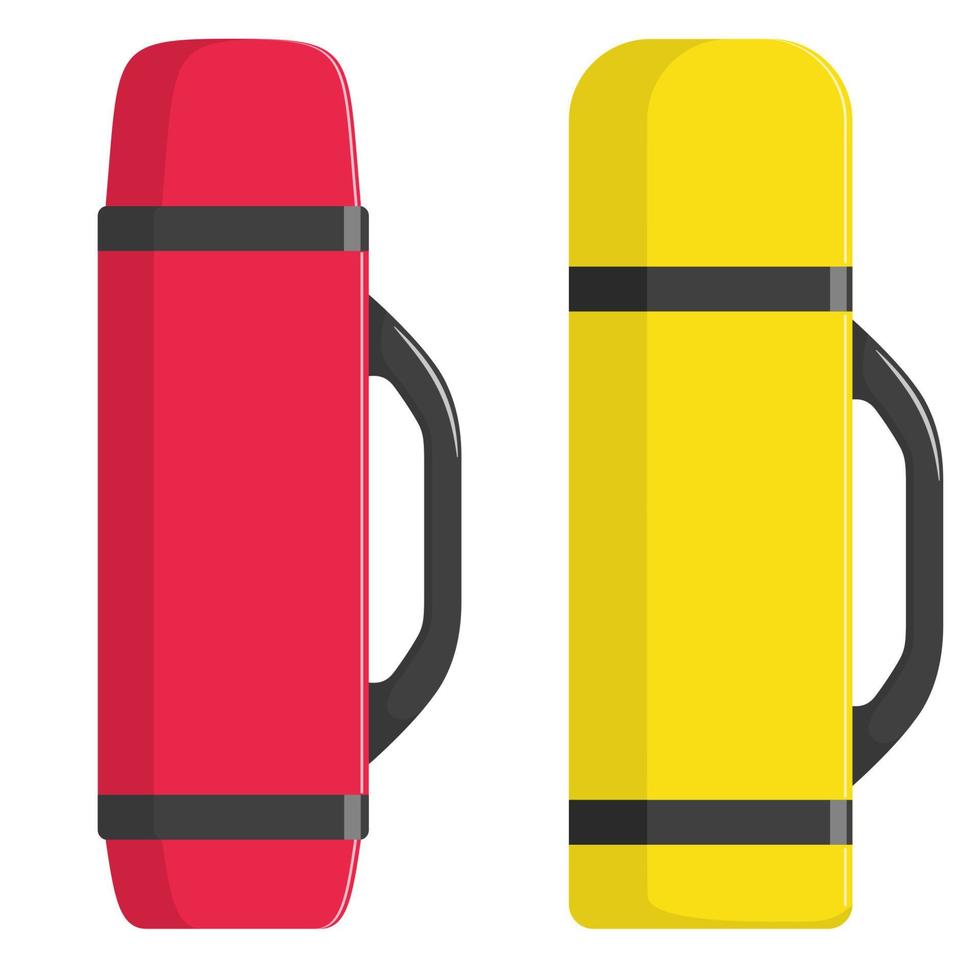 termos modernos para bebidas calientes, set. frascos de diferentes formas. ilustración vectorial en estilo plano. vector