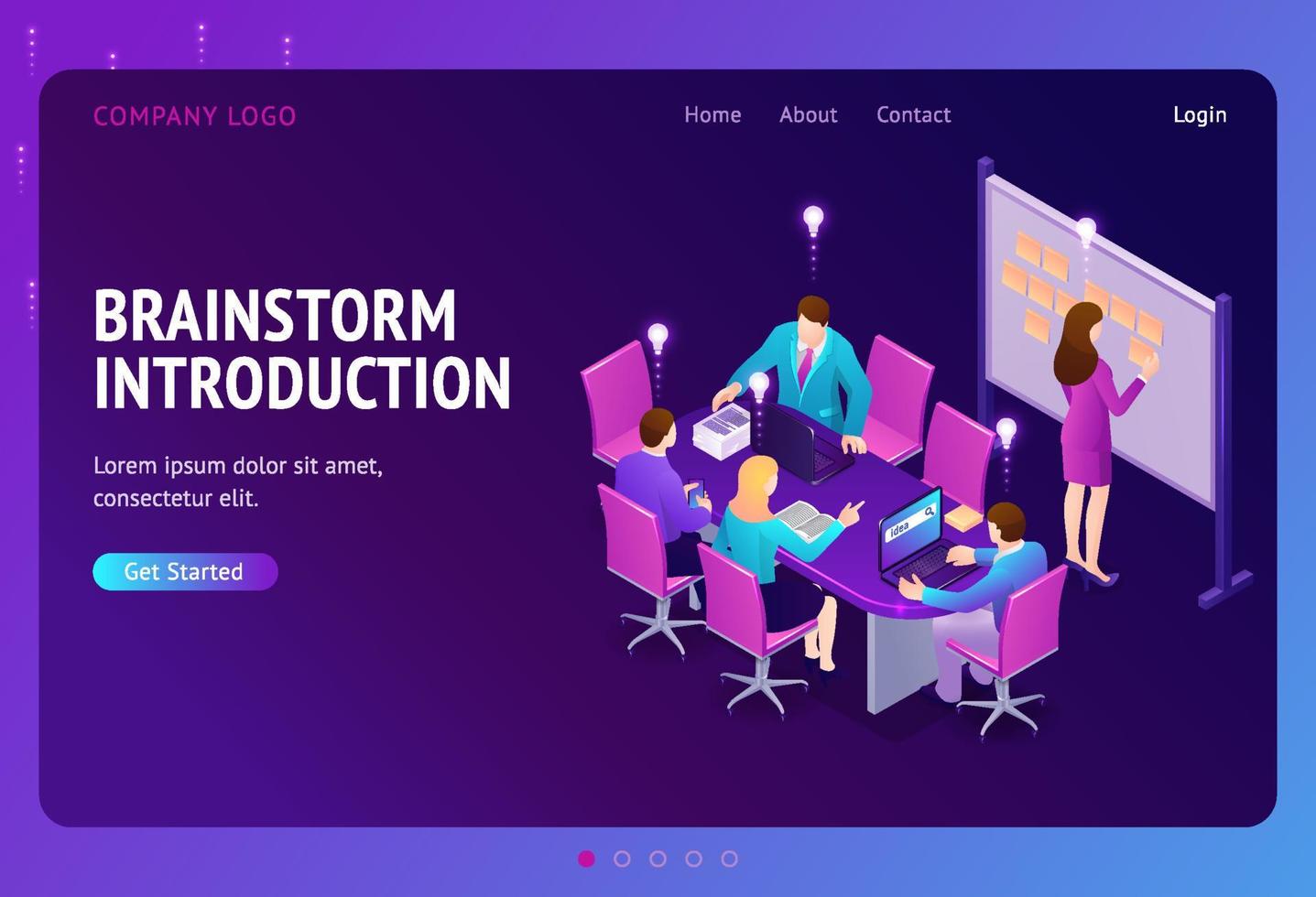 Brainstorm introduction isometric landing page vector