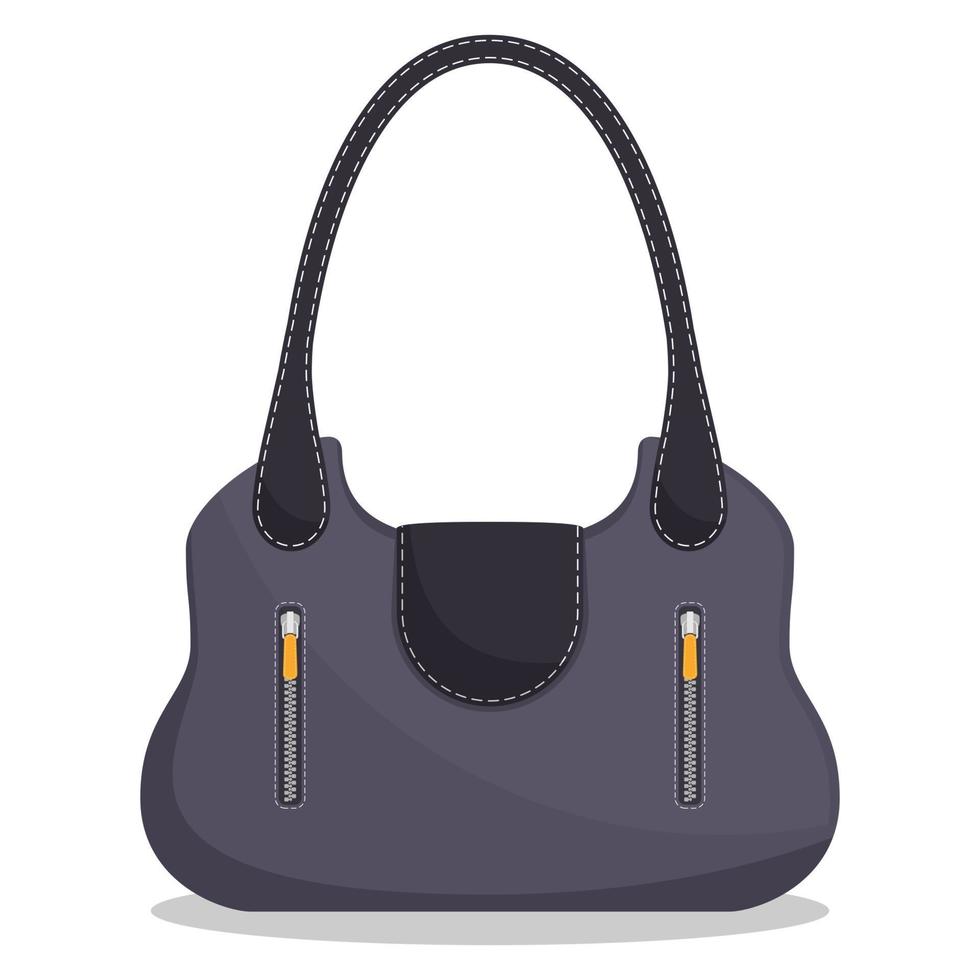 elegante bolso de cuero de colores con costuras blancas. bolso de mujer de moda aislado sobre fondo blanco. ilustración vectorial en estilo plano. vector