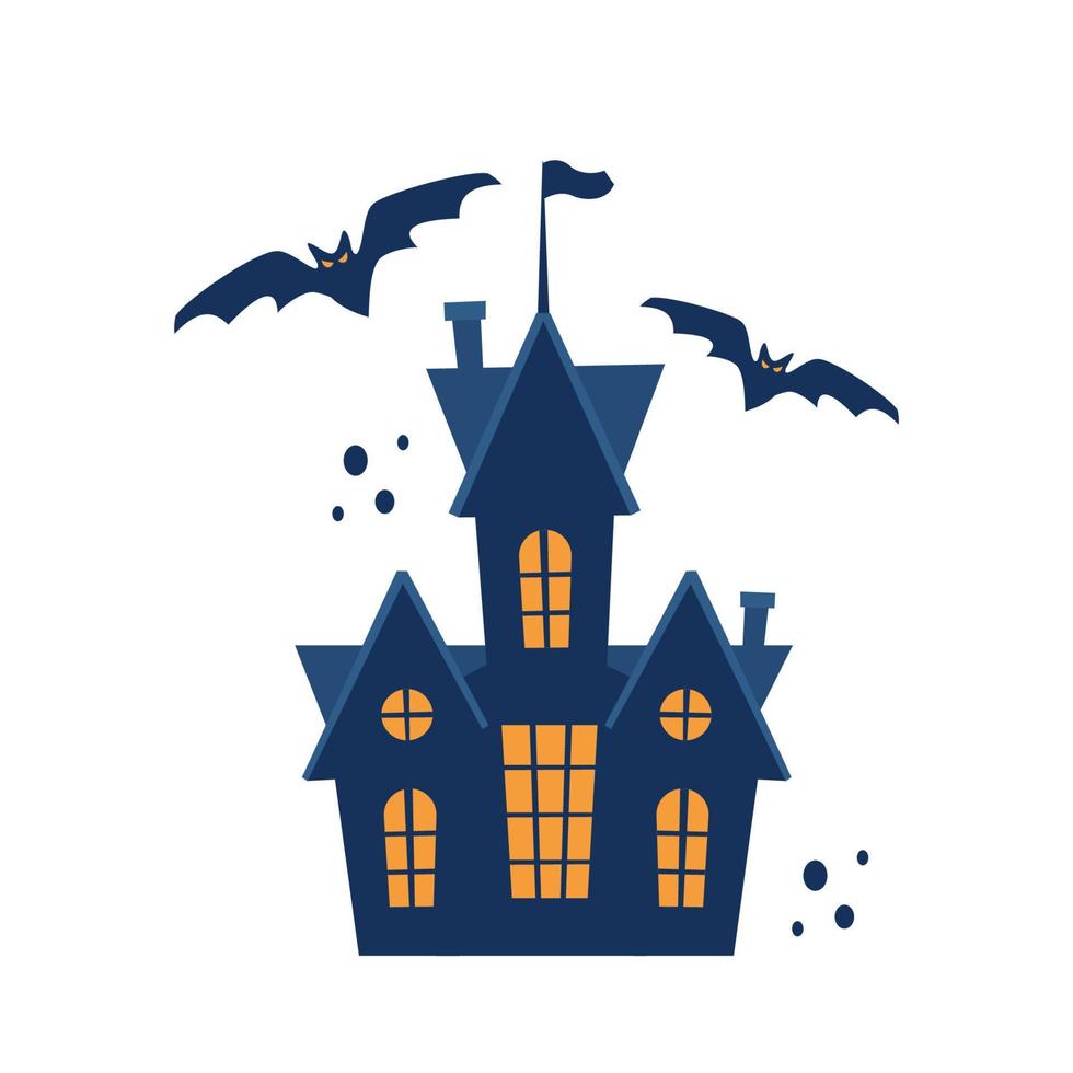 casa de brujas de halloween. ilustración vectorial para invitaciones a fiestas de halloween, volantes de fiestas, tarjetas de felicitación, carteles. vector