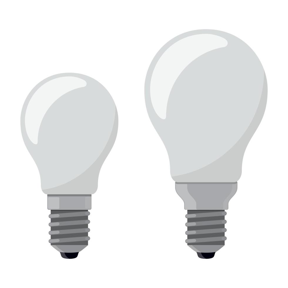 Light bulb. Electric lamp. Incandescent lamp in flat style. Bulb icon. Vector illustration, isolated on white.