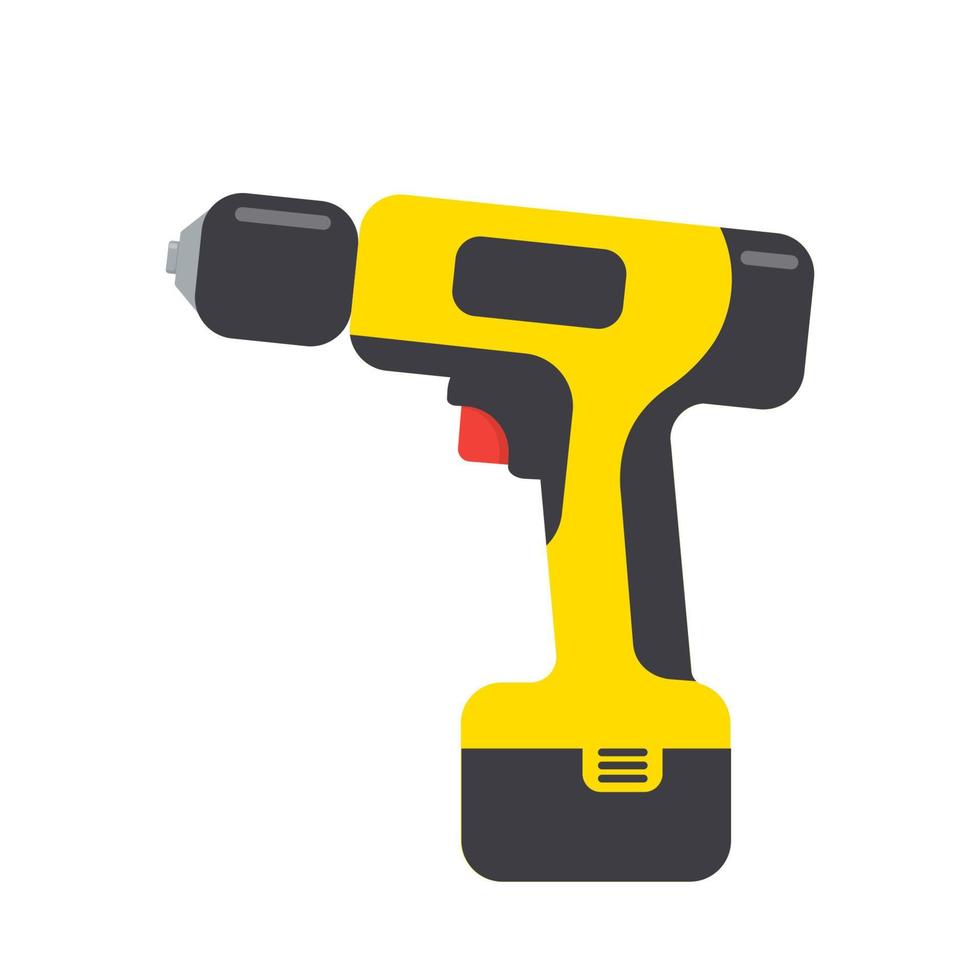 Power tool screwdriver. Flat vector illustration, isolated on a white background.