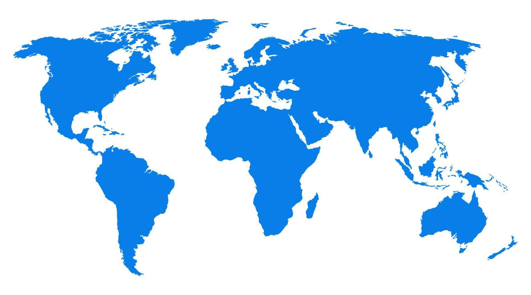 vector de mapa mundial, aislado sobre fondo blanco. tierra plana, plantilla  de mapa para patrón de