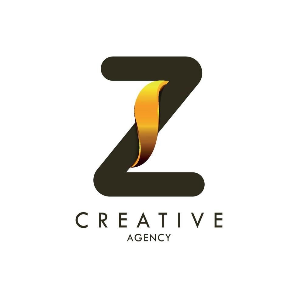 Initial letter Z and wave logo with golden gradient vector
