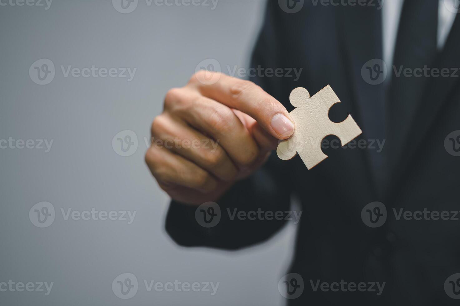 Business Find new solutions, success and strategy connecting assembling jigsaw puzzle photo
