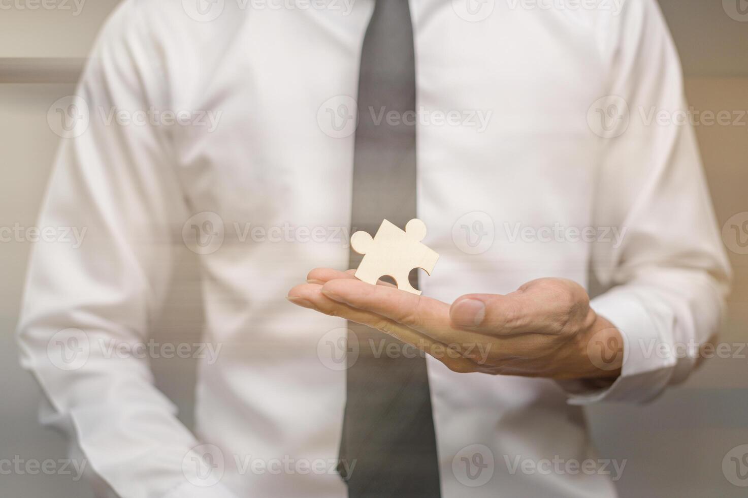 Business Find new solutions, success and strategy connecting assembling jigsaw puzzle photo