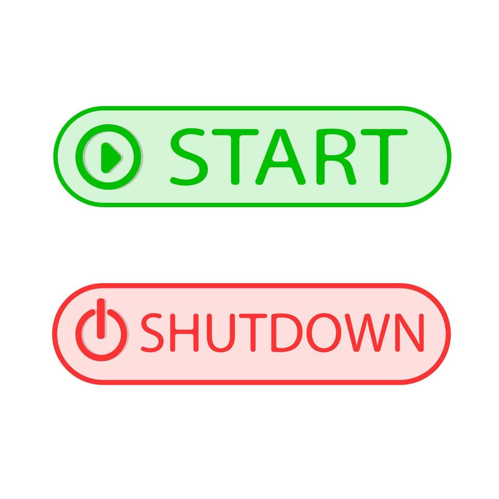 Start and shutdown button. flat cartoon for the business idea, web design. vector illustration
