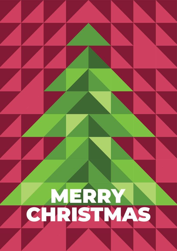 cartel de navidad mosaico de triángulos, imagen de un árbol de navidad. vector