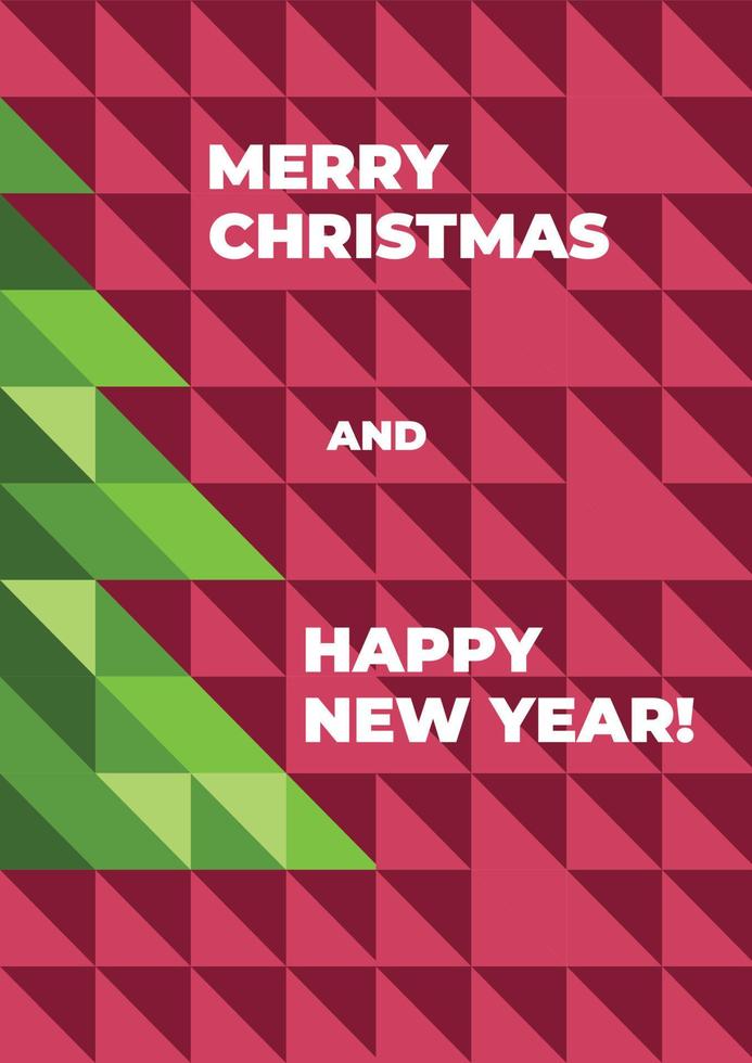 Christmas poster.  Mosaic of triangles, image of a Christmas tree. vector