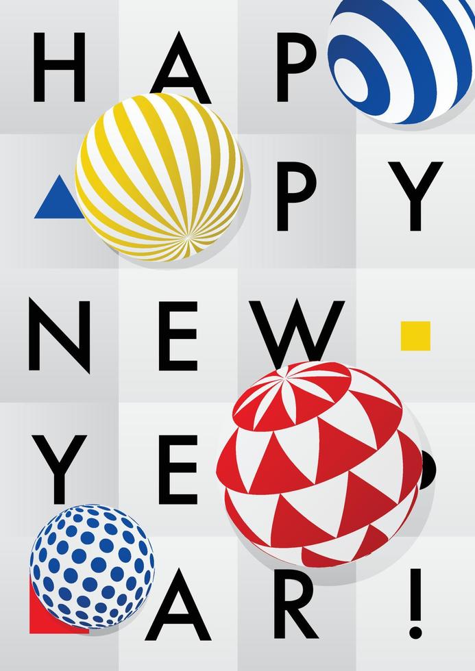 New Year's poster.Volumetric 3D Christmas balls over the text. vector