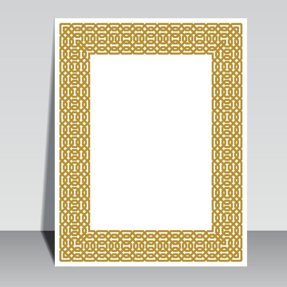 diseño de portada de libro islámico, borde de marco árabe. vector