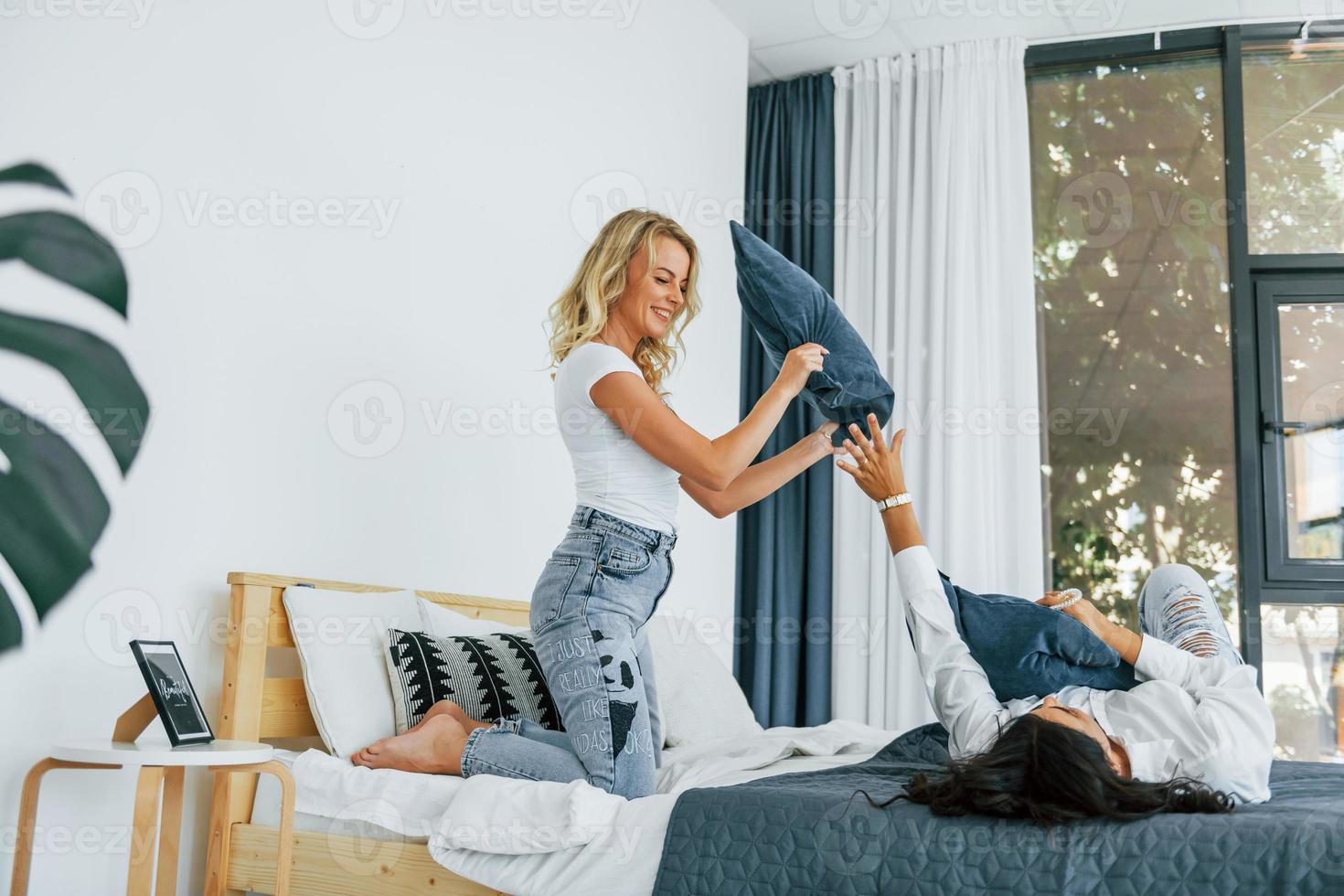 Two women is together at home photo