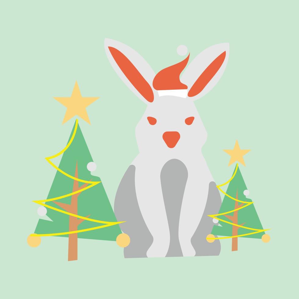 lindo conejo de navidad vector