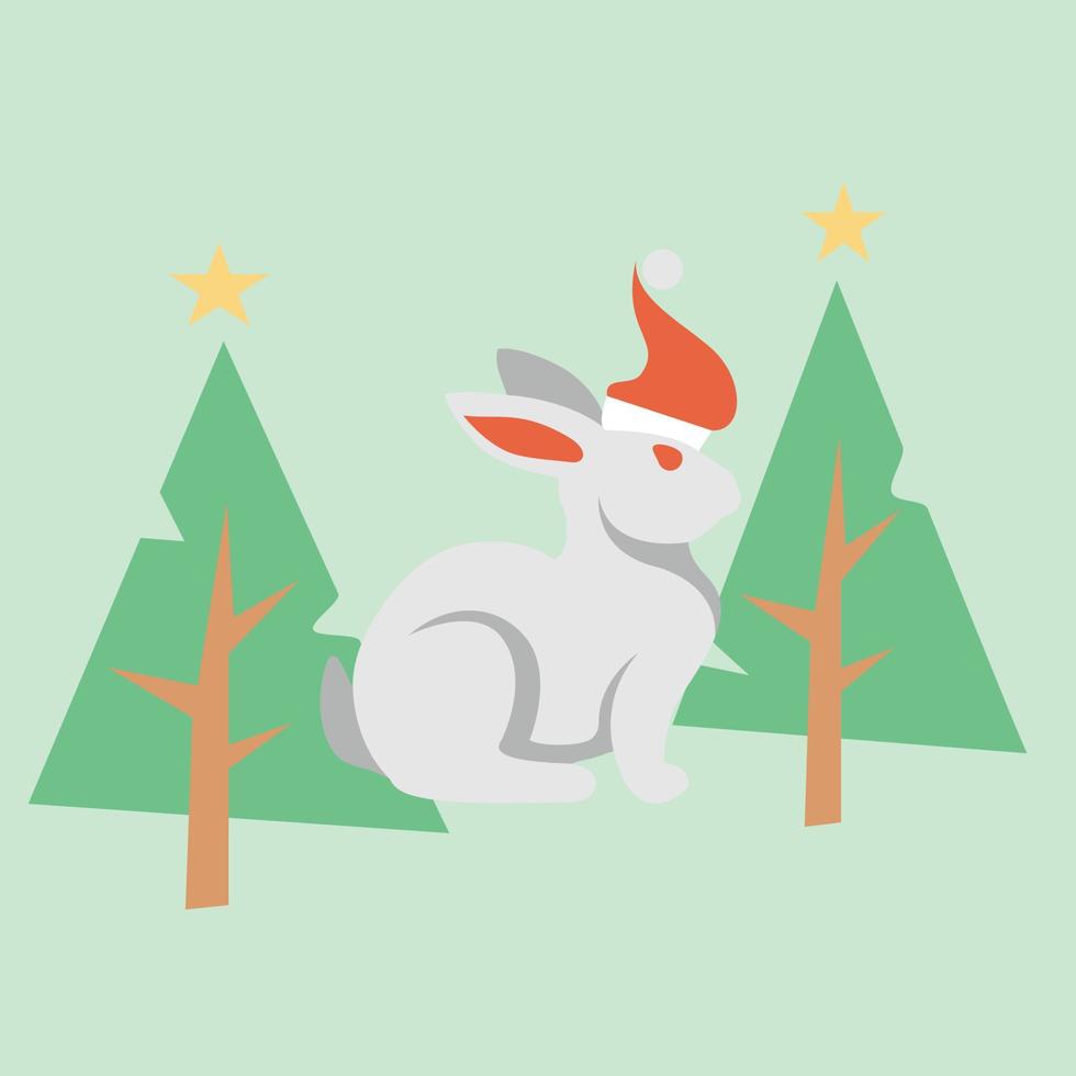 lindo conejo de navidad vector