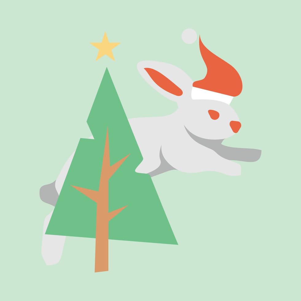 lindo conejo de navidad vector