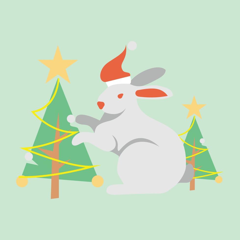 lindo conejo de navidad vector