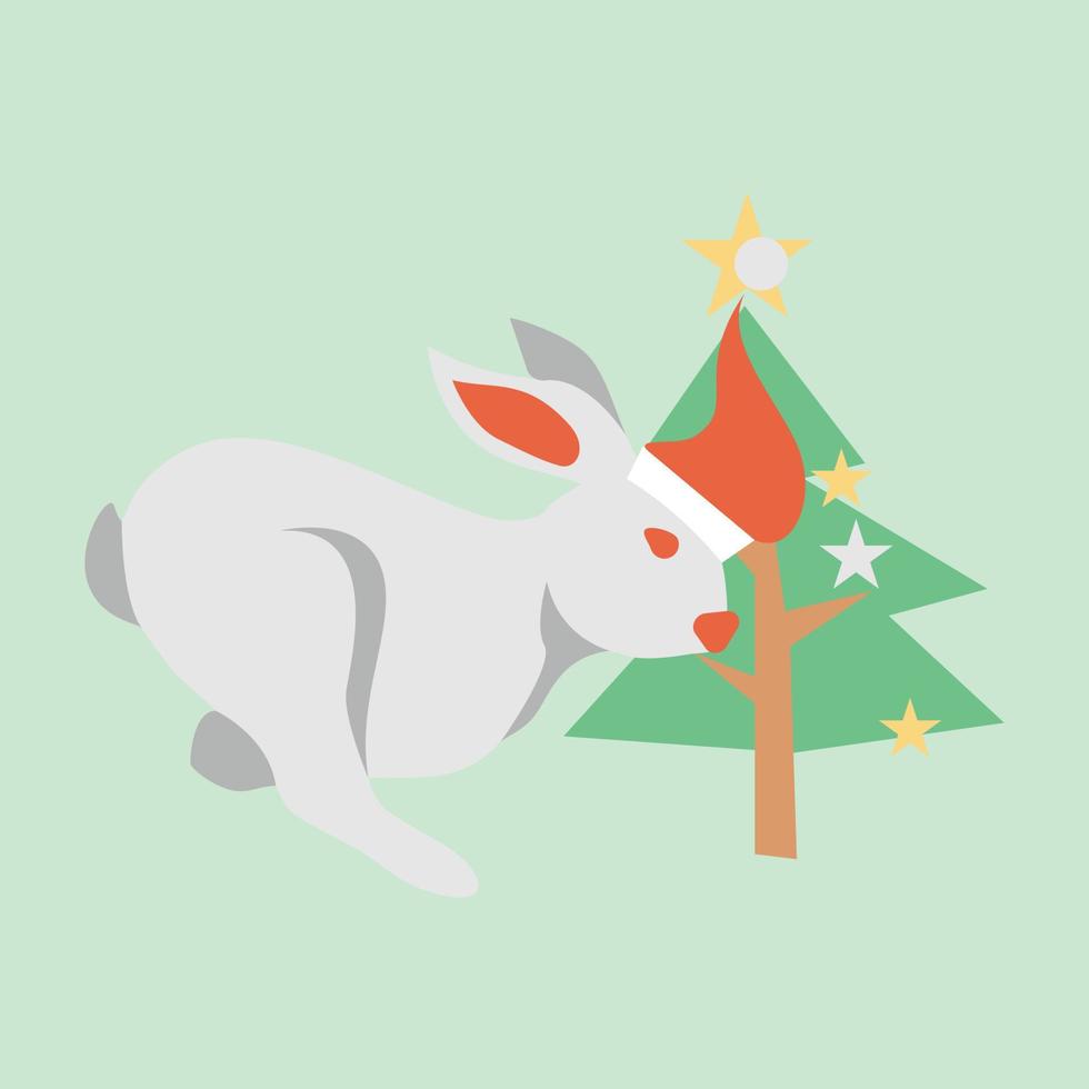 lindo conejo de navidad vector