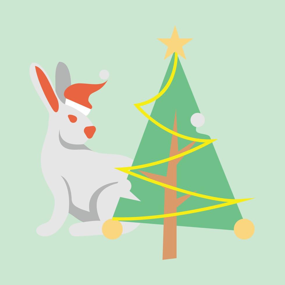 lindo conejo de navidad vector