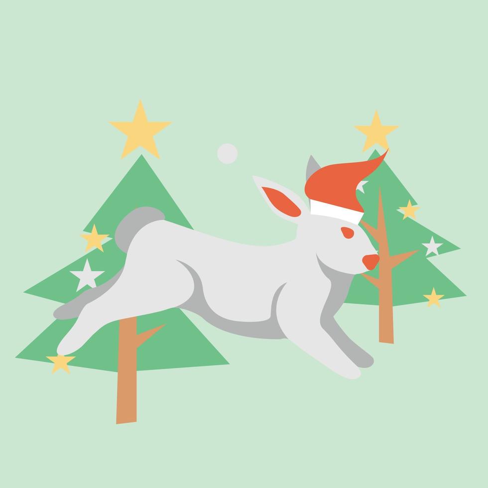 christmas cute rabbit vector