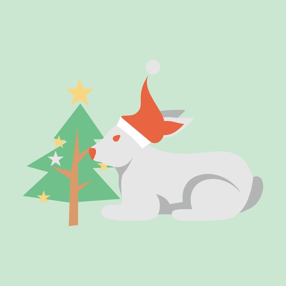 christmas cute rabbit vector