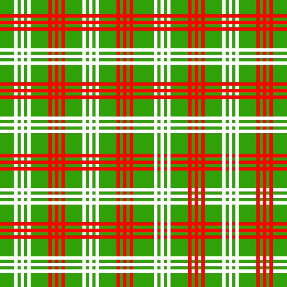 Checkered Christmas pattern with red and white on green background. vector