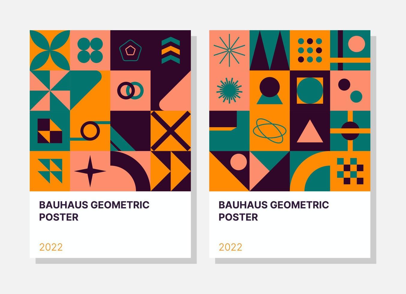 Abstract geometric posters. Bauhaus cover templates with abstract geometry. Retro architecture abstract shapes, forms, lines and abstract vector set. Magazine, journal, and album creative art cover.