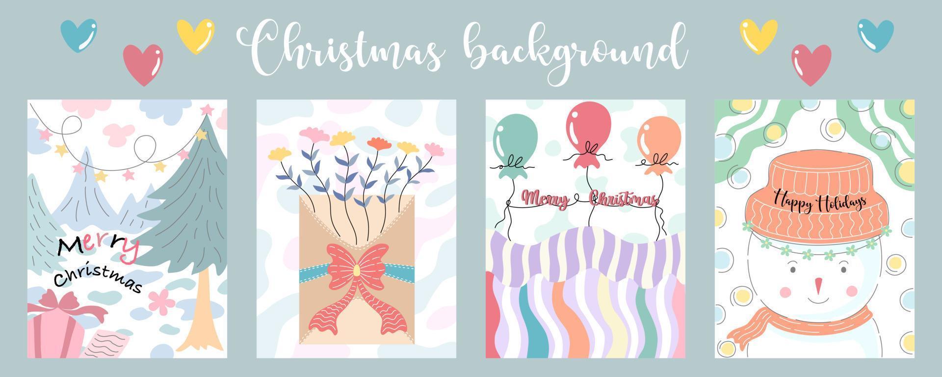 Christmas background set Doodle style design Can be adapted for a variety of applications such as Christmas themed decorations, Christmas cards, digital prints, scrapbook, postcard, web designs vector