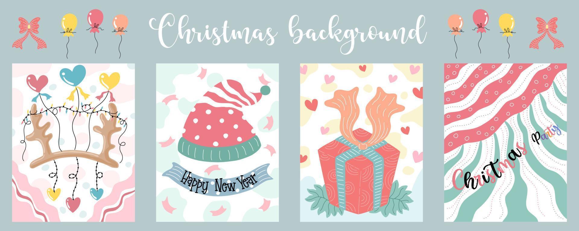 Christmas background set Doodle style design Can be adapted for a variety of applications such as Christmas themed decorations, Christmas cards, digital prints, scrapbook, postcard, web designs vector