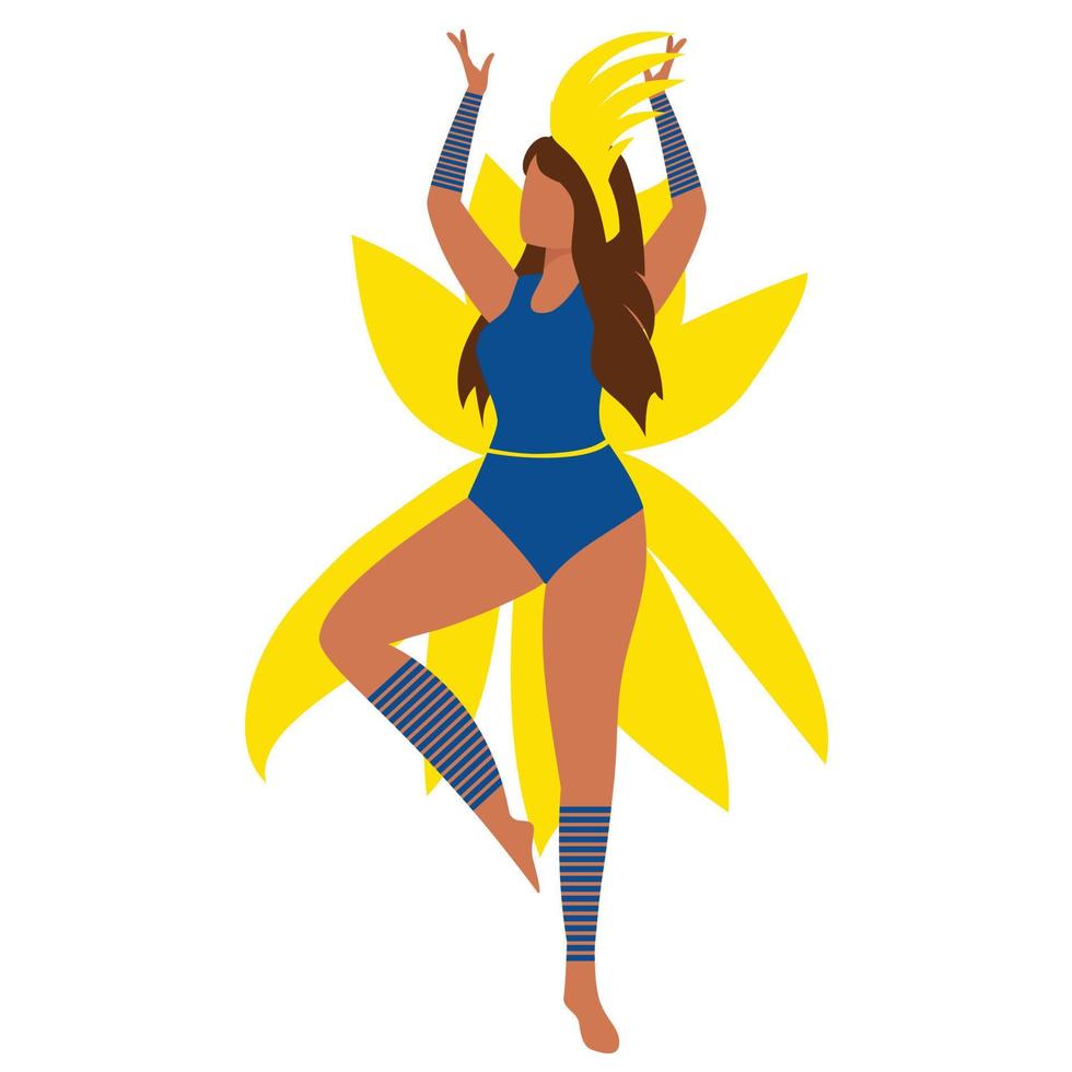 hermosa mujer latina bailando en traje de carnaval con características. ilustración vectorial vector