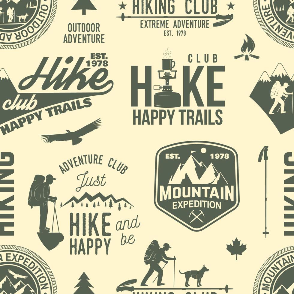 Hiking seamless pattern or background. vector