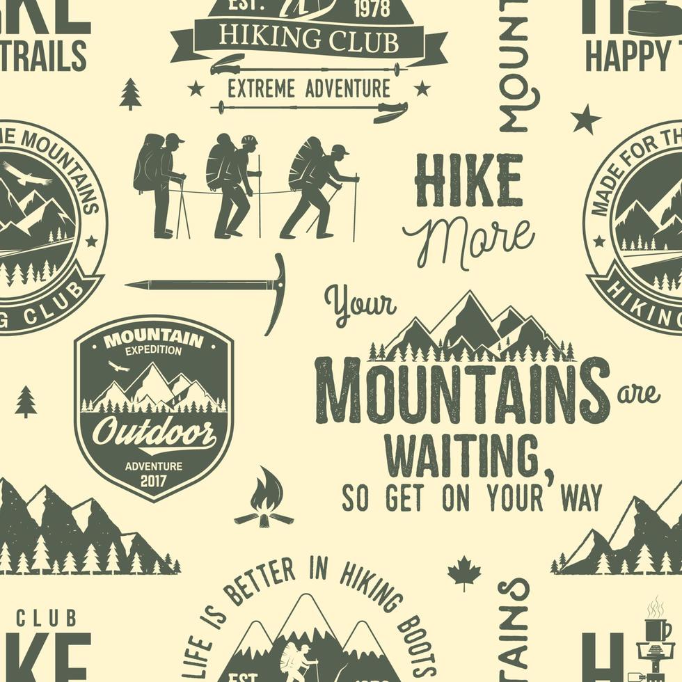 Hiking seamless pattern or background. vector