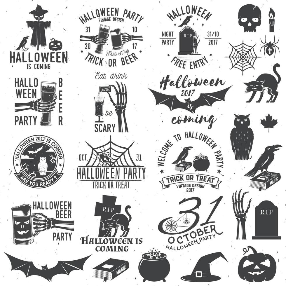 conjunto de insignias de fiesta de halloween vector