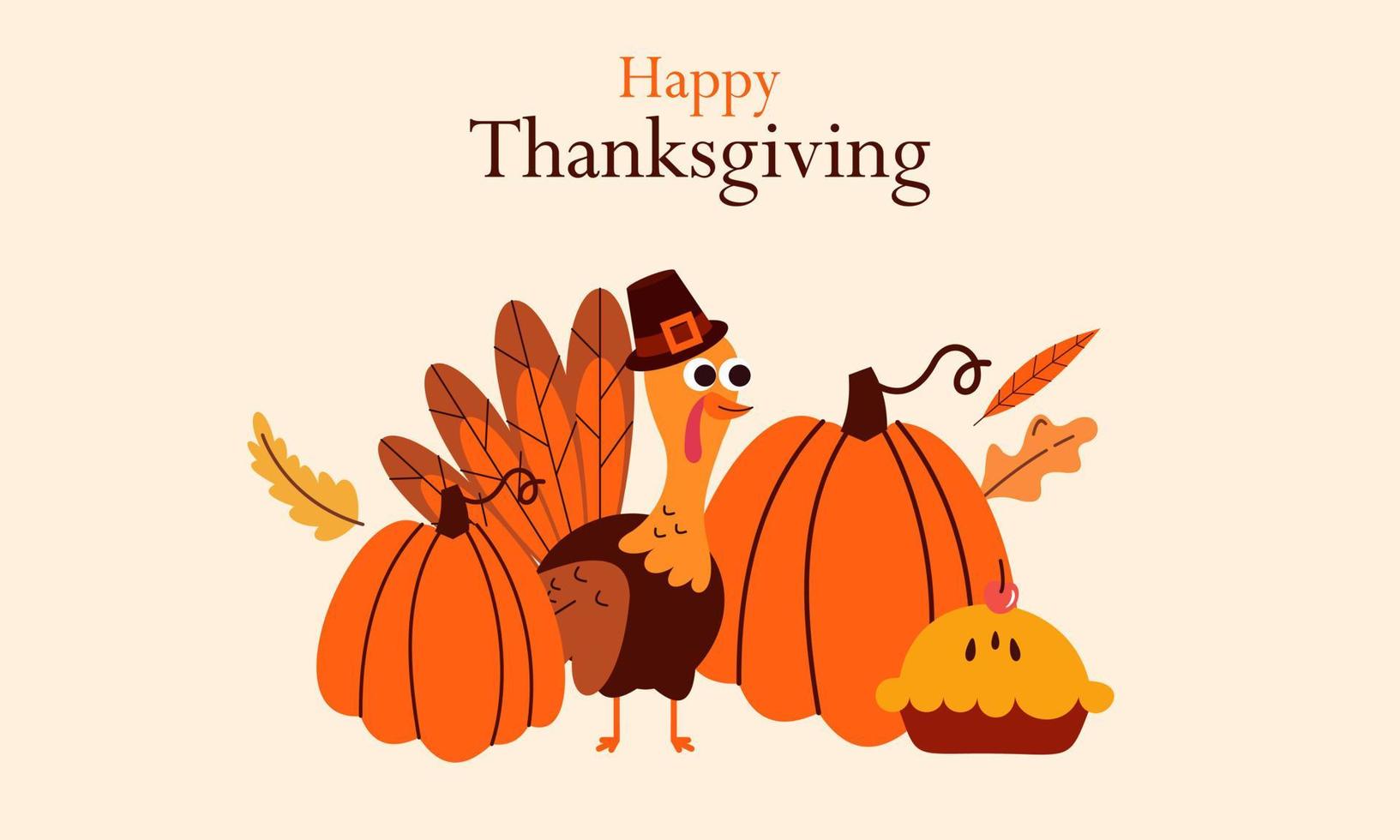 Happy thanksgiving background in flat design vector